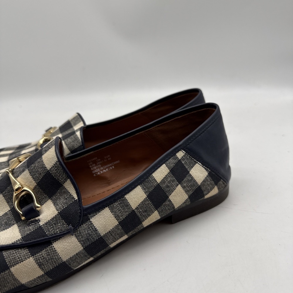 Coach Haley Gingham Loafers  Womens 9.4 Navy/Chalk Horsebit Loafer Shoes - Picture 11 of 15